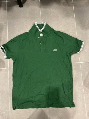 Green Lacoste Polo with white tipping